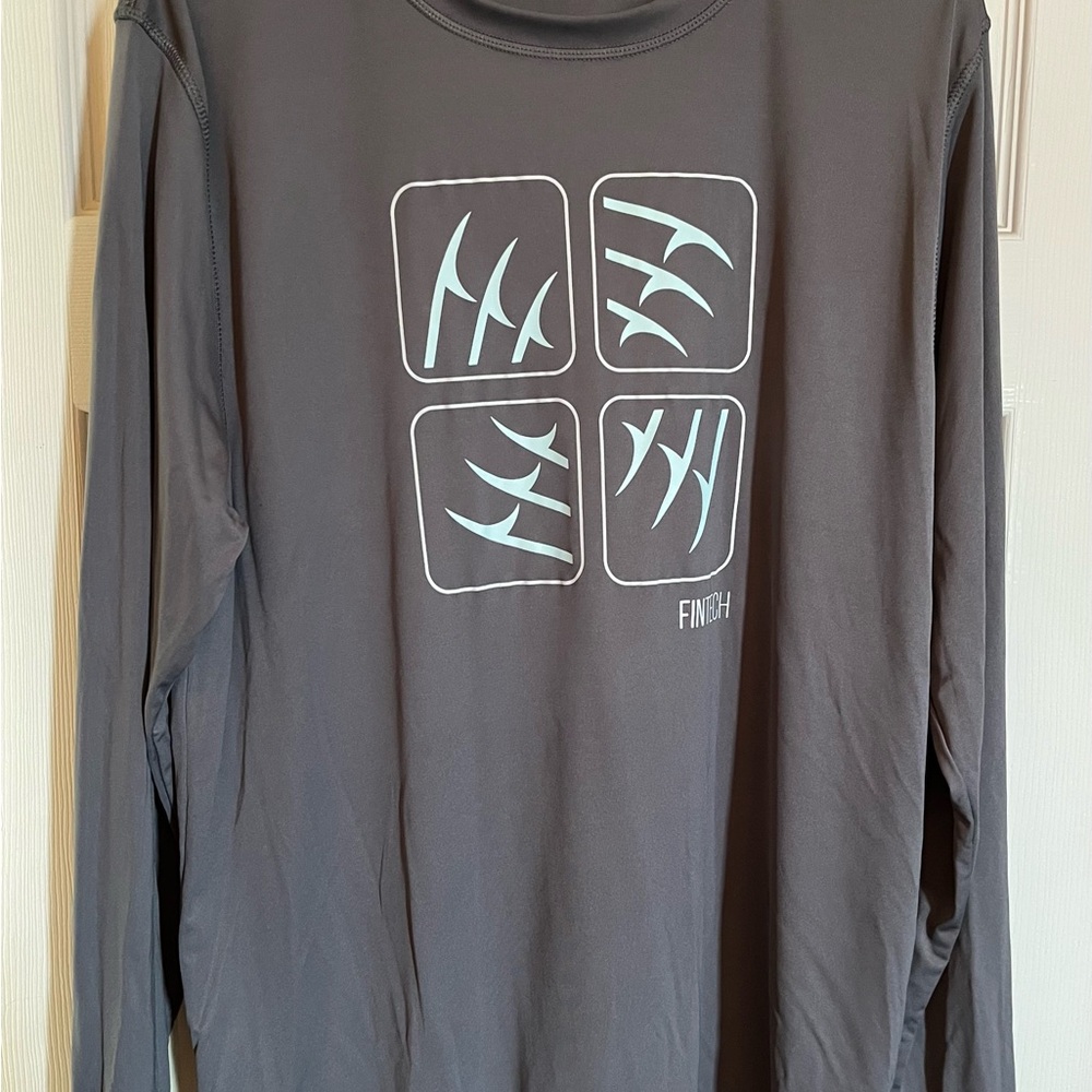 Gray Long Sleeve Tee with Graphic Design